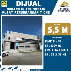DIJUAL Gudang di Pusat Pergudangan T One Tol Ir Sutami