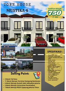 Rumah 2 lantai di dalam Perumahan pinggir jln Cilangkap jakarta timur