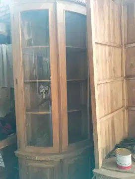 lemari sudut jati Jepara y
