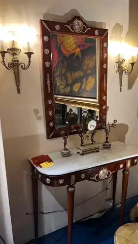 set meja konsul marmer dan cermin davinci