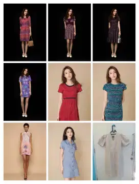 Satu paket (9 pcs) dress wanita remaja preloved.