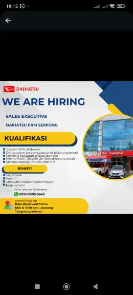Lowongan kerja sales Daihatsu
