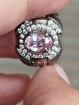 Batu tourmaline pink 1.47 carat ring perak memo CGL top kristal clean