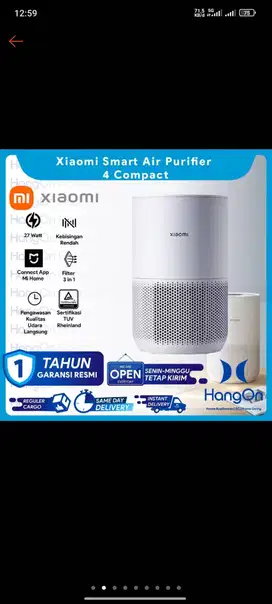 Air purifier xiaomi, dipakai 2-3x saja, like new, bisa dicek langsung