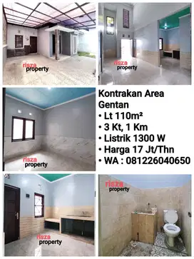 Sewa Rumah 3 Kamar Area Gentan, Dekat Laweyan, Purwosari, Solo Baru