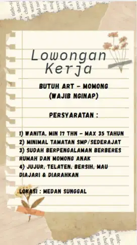 Butuh ART -Momong Anak