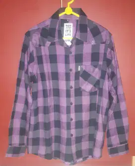 Jual Baju Flanel Lengan Panjang Warna Ungu Hitam merk Kizaru Japan ..