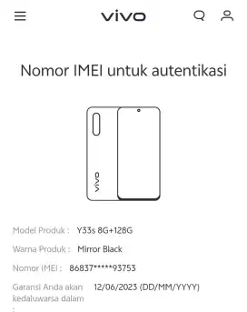 Vivo Y33s original 8+4/128