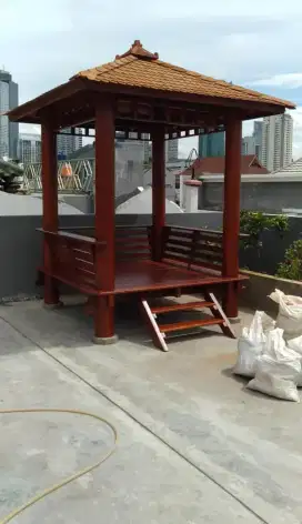 Gazebo minimalis kayu kelapa ukuran 2x2