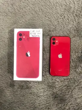IPhone 11 64GB Red mulus Fullset BH 87% 3Utool 98 Sinyal Permanent