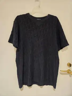 Preloved T-Shirt Dior Oversized Oblique T-Shirt Navy Blue Terry Cotton