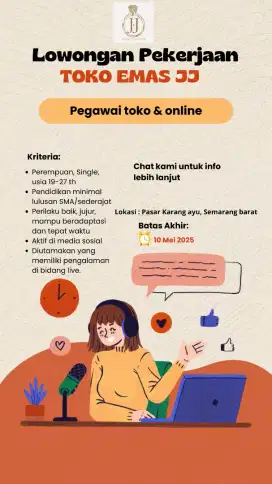 Lowongan pegawai toko dan online Toko Emas JJ