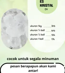 Es Kristal Cocok Untuk Segala Macam Minuman