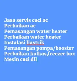 Jasa service cuci AC bongkar pasang ac water heater pompa air/booster