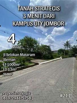 TANAH STRATEGIS 3 MENIT DARI KAMPUS UTY JOMBOR