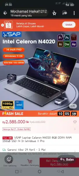 Laptop Baru Gress Intel Celeron 4020