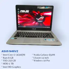 Laptop Asus Core i7 Ram 8GB Nvidia