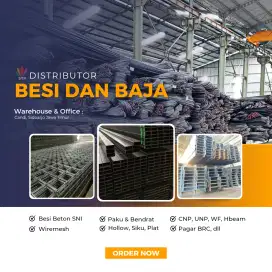 Jual besi beton, cnp, unp, siku, bondek, wiremesh praktis siap kirim