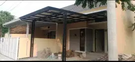 Kanopi rangka besi holo galfanis anti karat atap upvc dobel layar