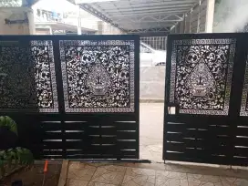 Kanopi rangka besi holo galfanis anti karat atap upvc dobel layar