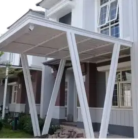 Kanopi rangka besi holo galfanis anti karat atap upvc dobel layar