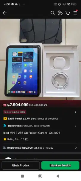 IPAD MINI 7 256GB FULLSET ORI