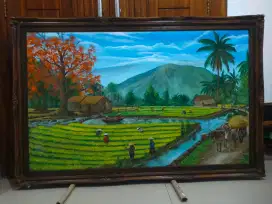 Lukisan kanvas pemandangan panen