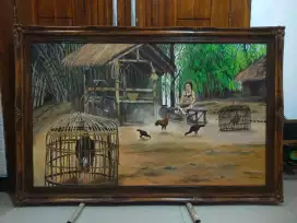 Lukisan kanvas gadis napeni beras