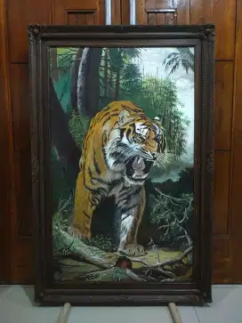 Lukisan Kanvas Harimau marah