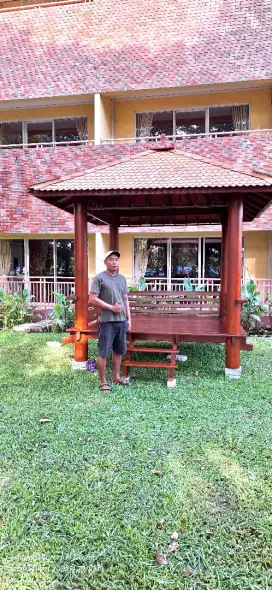Gazebo kayu kelapa ukuran 2,5x2,5
