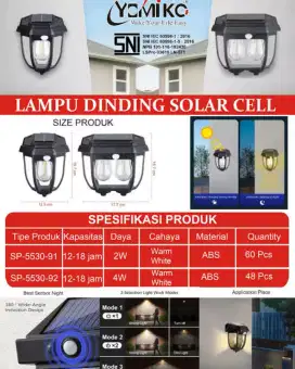 Lampu dinding outdoor solar Cell 2 lampu led