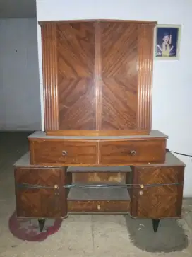 Meja Rak Jati Doreng Antik Rare Full Kayu