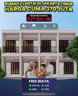 Rumah Murah Meriah 2-lantai Minimalis daerah Kramat Jati Jakarta Timur