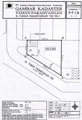 DIJUAL Tanah Lippo Karawaci 182 M2 Taman Parahyangan VIII No. 1