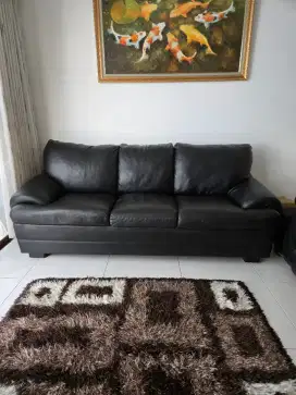 Sofa 3 seater bahan kulit sintetis