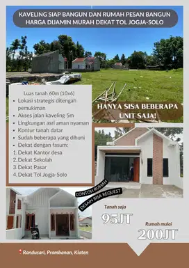 HANYA SISA 1 UNIT SAJA KAVELING SHM RANDUSARI, PRAMBANAN, KLATEN