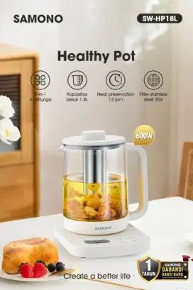 Samono Healthy Pot SW-HP18L Kap 1.8ltr Daya Rendah 600w 8in1 Garansi