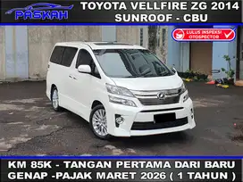 dp=0% km 85rb record TANGAN ke 1 PAJAK=1Tahun Toyota Vellfire ZG 2014