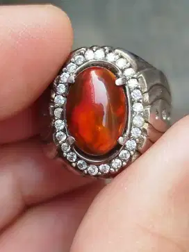 Kalimaya black Opal Ethiopia 2.85 carat ring perak memo Mri