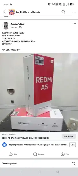 REDMI A5 RAM 4/128 TERLARIS BISA COD FREE ONGKIR