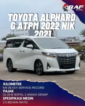 Alphard 2.5 G Atpm 2022 Nik 2021 TSS AT Toyota Safety Sense Putih