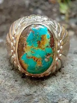 Batu pirus Persia tosca size 17x13x5 ring uk 8