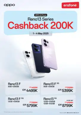 Oppo Reno 13 Series CASHBACK 200k