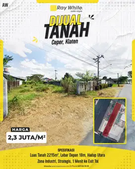 Tanah ceper Klaten dekat exit tol