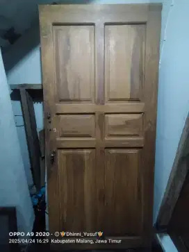 1 buah kusen pintu kayu jati asli