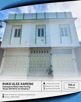Dijual Ruko/Toko di Ulee Kareng Kota Banda Aceh Hanya 300 Meter ke Sp7