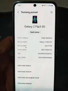 Samsung Z Flip3 Sein 5G Ram 8/256 minus ringan