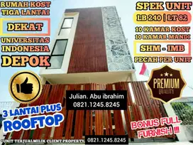 Investasi RUMAH KOST TERKINI - Design APARTKOST Di UI DEPOK 10KT, 10KM