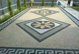 Lantai batu koral sikat motif