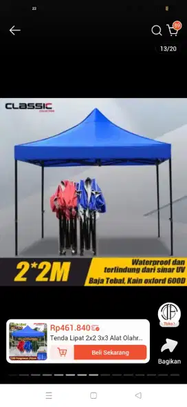 Dijual tenda lipat bekas jualan 2x2mtr